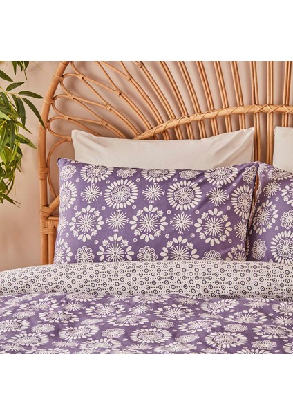 Pamuk Ranforce Misa King Size Nevresim Seti Mor (260 x 240 cm )