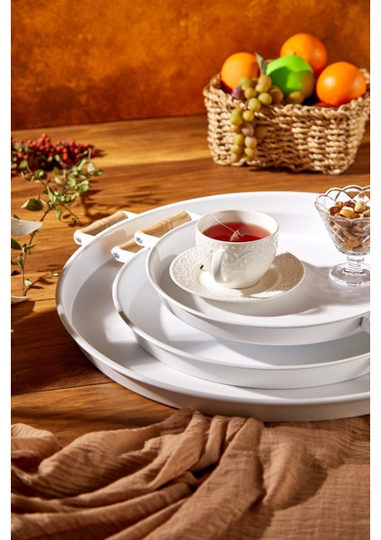3 Lü Metal Beyaz Tepsi 45-37-30) cm Set fiyatları