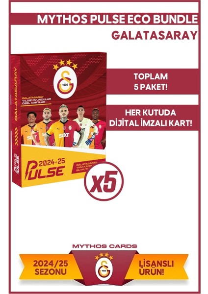 Eco Bundle - Galatasaray - Pulse Futbolcu Kartları 2024/25 - 5 Paket