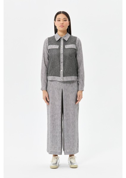 File Ceketli Pantolon Etekli Takım Antrasit