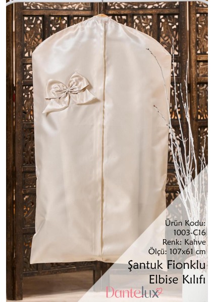 Şantuk Fionklu Çeyizlik Elbise Kılıfı 73x107 Kahverengi, İpek, Krep ve Saten Malzeme fırsatları