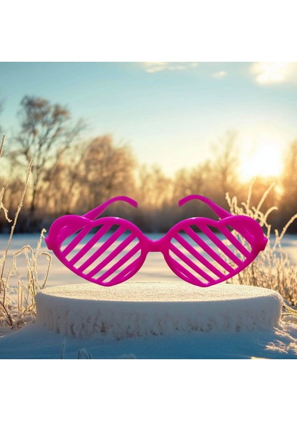 Christmas Party Glasses Kalpli Pembe Parti Gözlüğü Pembe Panjur Gözlük Pembe Yılbaşı Parti Gözlüğü