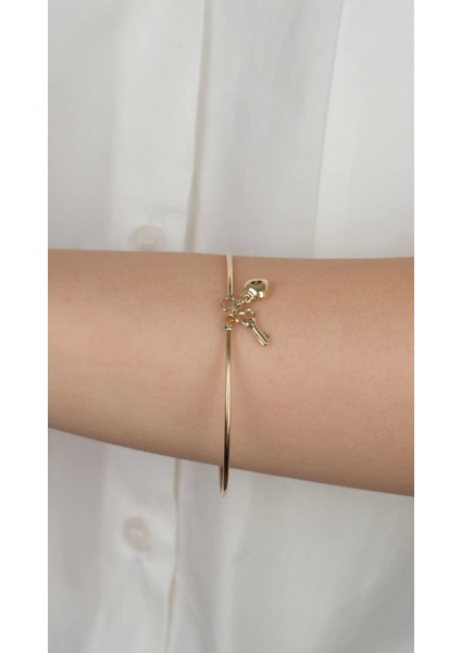 14 Ayar Altın Sade Kalpli Anahtar Figürlü Kelepçe fiyatları