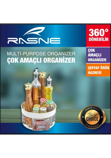 360• Derece Dönebilir Çok Amaçlı Organizer Baharatlık