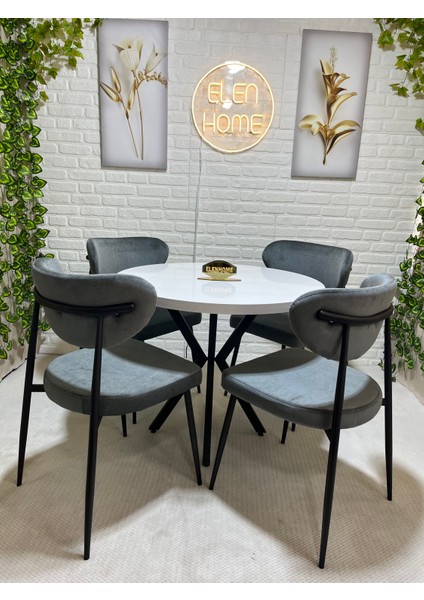 Mutfak Masası Takımı Polo Sandalye (Mdf)Yuvarlak Masa Sandalye 4 Kişilik , Yuvarlak Masa Takımı