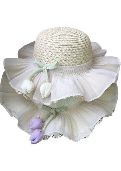 Yaz Gölgesi Prenses Plaj Güneş Koruyucu Laleler Kova Şapka (Yurt Dışından)