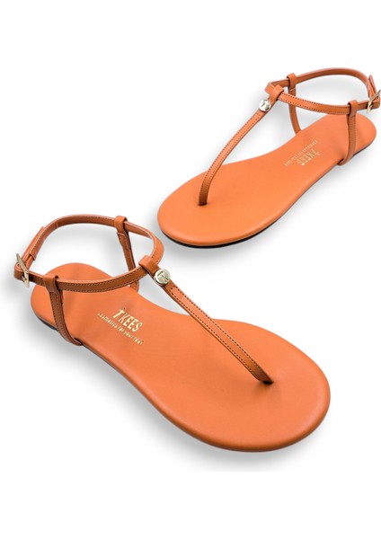 T8014 Turuncu Parmak Arası Kadın Sandalet modelleri