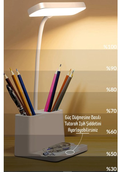 Şarjlı Masa Lambası - 3 Renk Dokunmatik, Telefon Stantlı, 460 Lümen, USB Şarjlı, Göz Yormayan Işık fiyatları