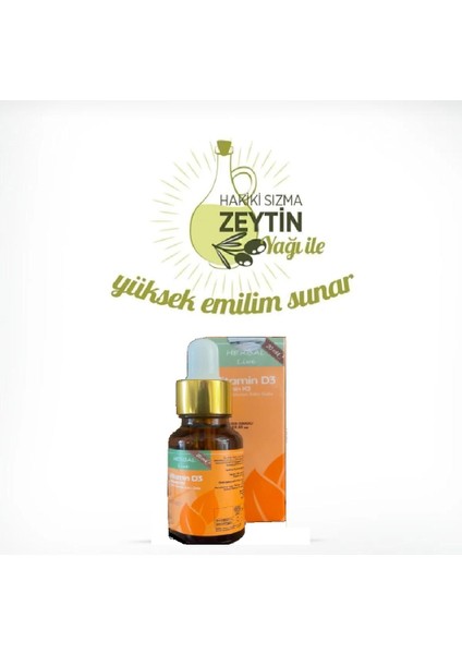D3 + K2 İçeren Takviye Edici Vitamin 20 ml Damlalıklı Cam Şişe