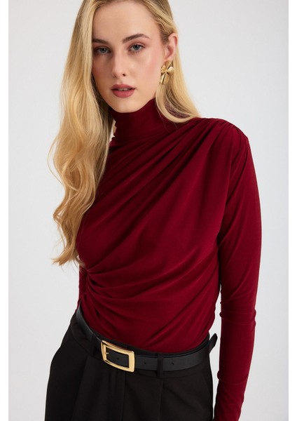 20059 Büzgü Detay Sandy Bluz Bordo fırsatları