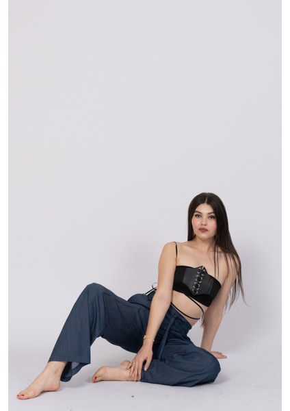 Trend Ön Dikişli Bol Paça Pantolon 30249