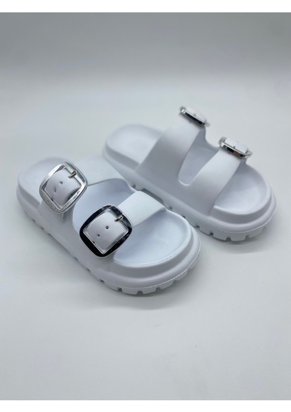 173.02 Taşlı Çift Tokalı Ortopedik Terlik