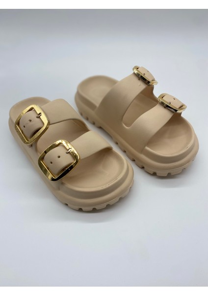 173.02 Taşlı Çift Tokalı Ortopedik Terlik