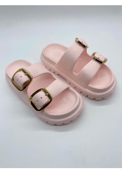 173.02 Taşlı Çift Tokalı Ortopedik Terlik