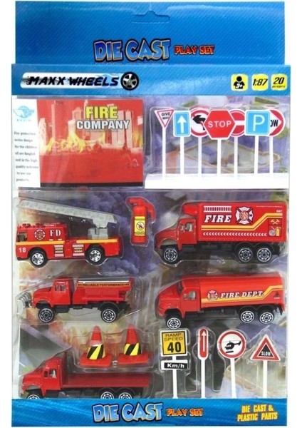 Çocuk Max Wheels 1:87 Oyun Seti 20 Parça modelleri