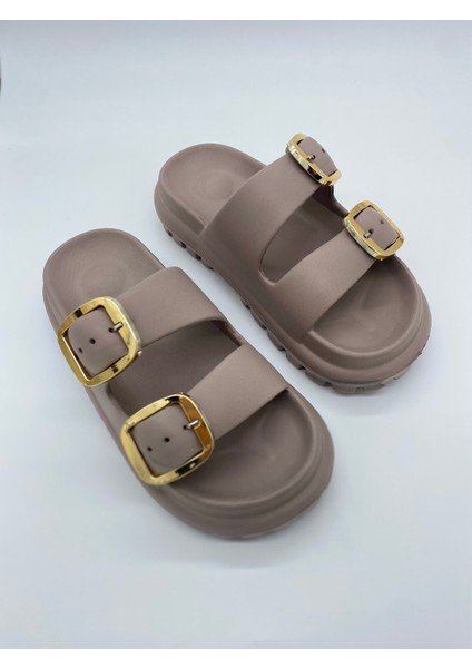 173.02 Taşlı Çift Tokalı Ortopedik Terlik