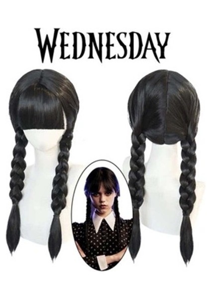 Wednesday Siyah Örgülü Peruk fiyatları