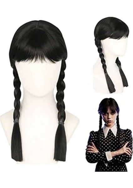 Wednesday Siyah Örgülü Peruk fırsatları