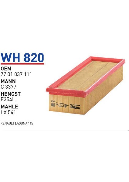 Wh820 Oem 7701037111 Renault laguna 115 Oto hava filtre Automobile air filter