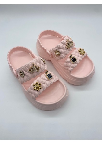 169.01 Örgülü Crocks Taşlı Ortopedik Terlik