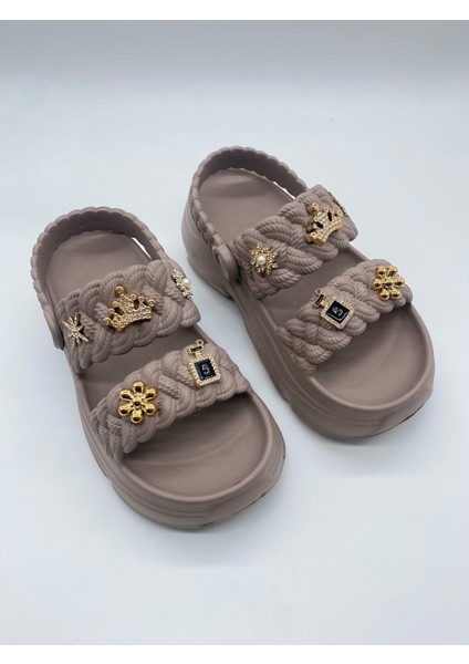 169.01 Örgülü Crocks Taşlı Ortopedik Terlik