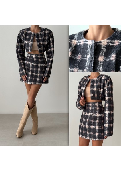 Ekose Cropceket Etek Takım