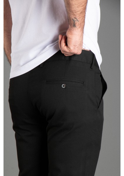 Erkek Siyah Keten Pantolon