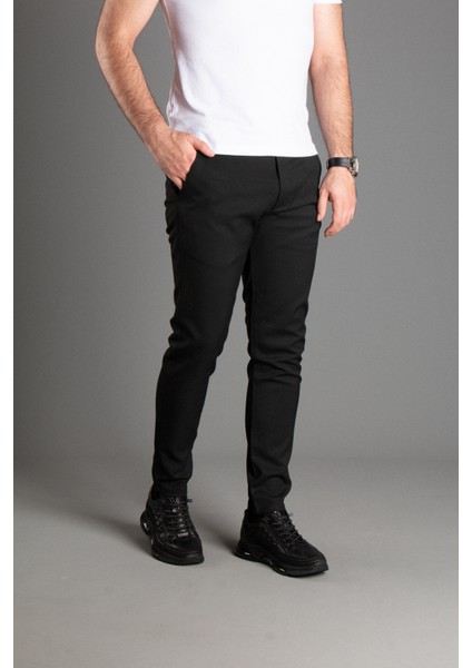 Erkek Siyah Keten Pantolon