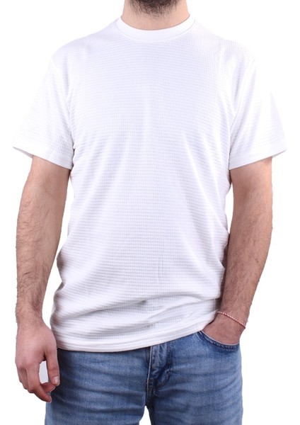 DMG23-211520 Beyaz Günlük Bisiklet Yaka Erkek Tişört fiyatları