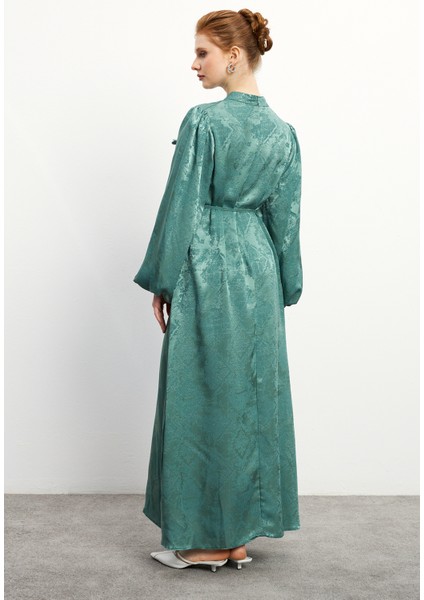 Gül Detaylı Jakar Elbise - Mint indirimleri