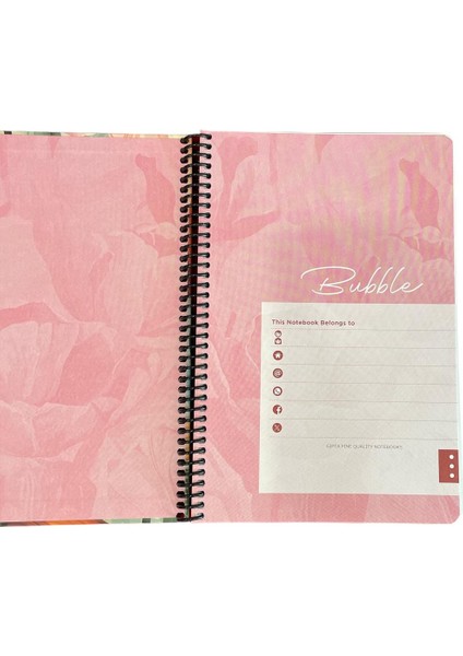 Bubble Book Spiralli Sert Kapak Defter 17*24 100 Yp. Kareli