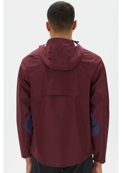 Trail Running Grotex Packable Hoodie Erkek Kapüşonlu Çantaya Dönüşebilen Reflektörlü Koşu Ceketi Bordo fiyatları