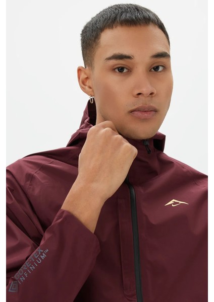 Trail Running Grotex Packable Hoodie Erkek Kapüşonlu Çantaya Dönüşebilen Reflektörlü Koşu Ceketi Bordo modelleri