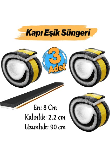Yapışkanlı Kapı Altı Eşik Süngeri Ince Köpük Soğuk Izolasyon Bandı Fitili 90 cm Toz Böcek Engelleme