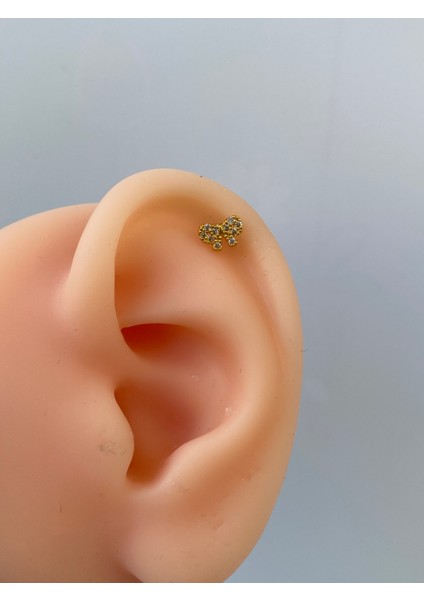 Çelik Zirkon Taşlı Fiyonk Kurdele Piercing Tragus Helix Lob Kıkırdak 8 mm modelleri