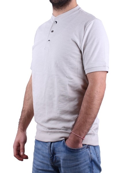 DMG23-211240 Gri Günlük Hakim Yaka Erkek Tişört modelleri