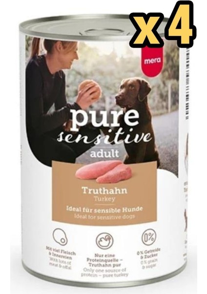 Pure Sensitive Adult Hindili Yetişkin Köpek Konservesi 400 gr x 4 Adet