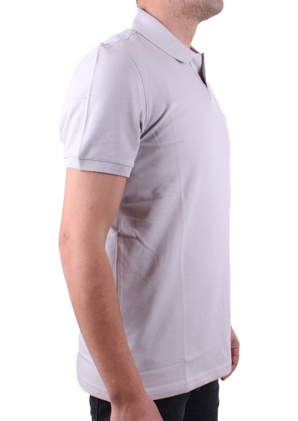 DMG23-231319 Gri Günlük Yarım Patlı Pike Polo Yaka Erkek Tişört