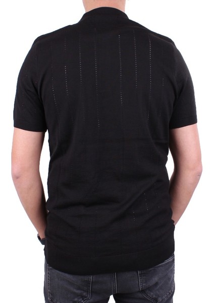 DMG23-511228 Siyah Günlük Fermuarlı Polo Yaka Erkek Tişört fırsatları