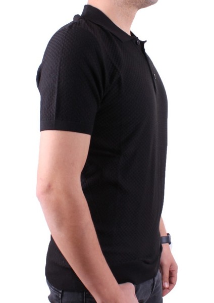 DMG23-511231 Siyah Günlük Polo Yaka Erkek Tişört