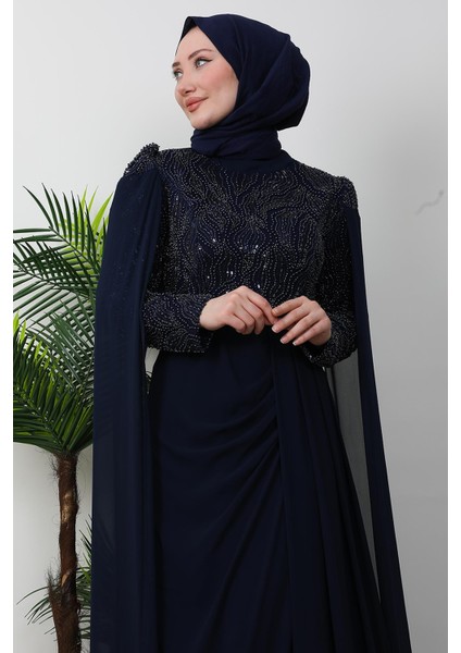 Münteha Tesettür Abiye Lacivert indirimleri