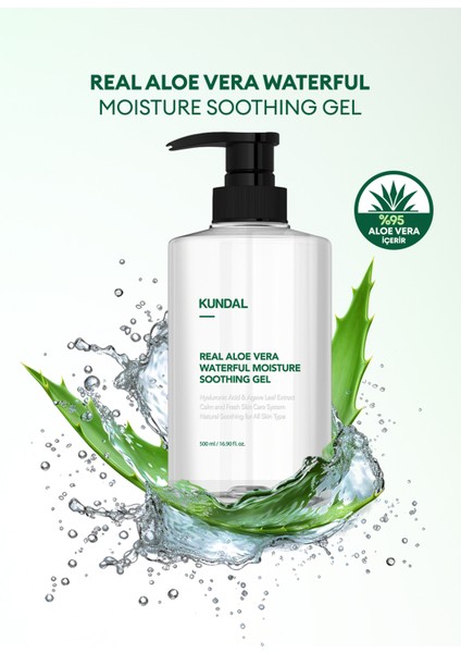 Hyaluronik Asitli Nemlendirici Aloe Vera Jeli Kundal Real Aloe Vera Waterful Moisture Shooting Gel