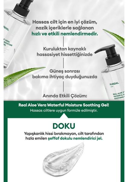 Hyaluronik Asitli Nemlendirici Aloe Vera Jeli Kundal Real Aloe Vera Waterful Moisture Shooting Gel indirimleri