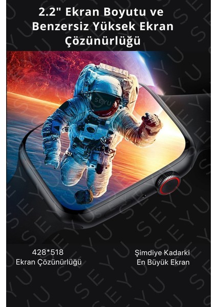 Watch 9 Pro Akıllı Saat Apple iPhone Uyumlu ve Android Tüm Telefonlara Uyumlu Watch