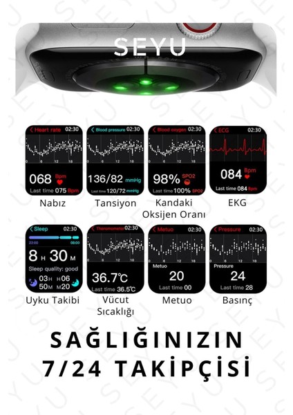Watch 9 Pro Akıllı Saat Apple iPhone Uyumlu ve Android Tüm Telefonlara Uyumlu Watch