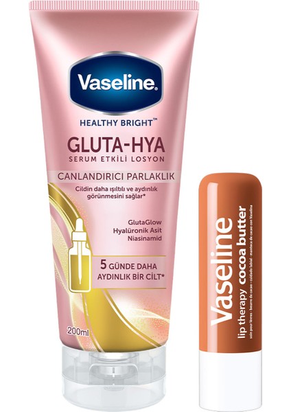 Gluta Hya Serum Etkili Losyon 200 ml + Dudak Bakım Kremi Cocoa Butter 4.8 gr