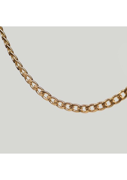 Çelik Kadın Kolye, Zincir Model, Gold Renk, NO:186