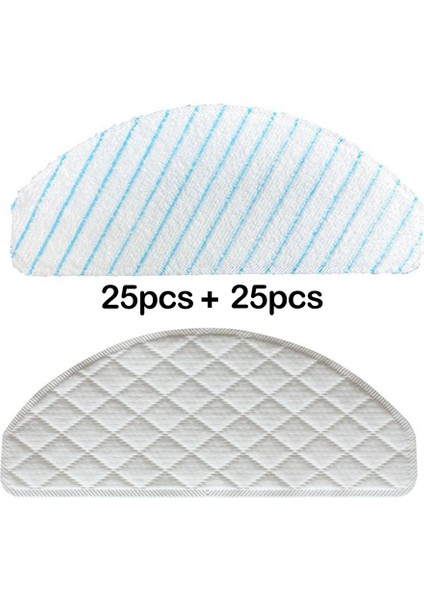 Ecovacs T8 Aivi T9 Robot Için 25 Tek Kullanımlık Paspas + 25 Mikrofiber Paspas (Yurt Dışından)