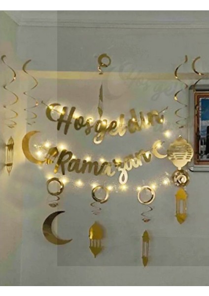 10'lu Tavan Süs ve Hoşgeldin Ramazan Bannner ve LED Işık Ramazan Süsü Ev Süsleme fiyatları
