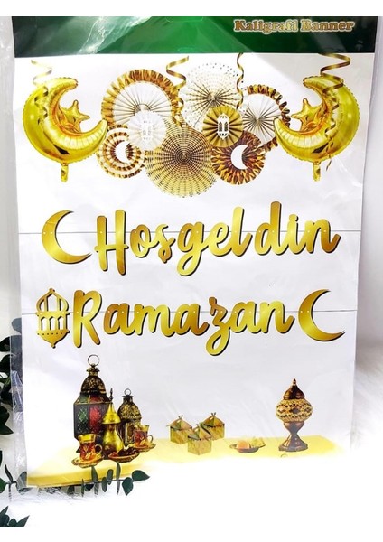 10'lu Tavan Süs ve Hoşgeldin Ramazan Bannner ve LED Işık Ramazan Süsü Ev Süsleme indirimleri